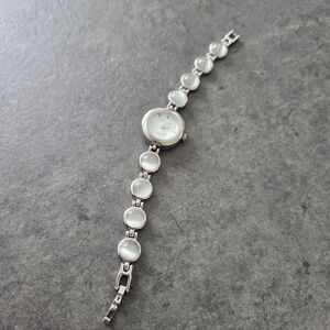Silver Quartz Cote d'Azur Moonstone Vintage Bracelet Watch
